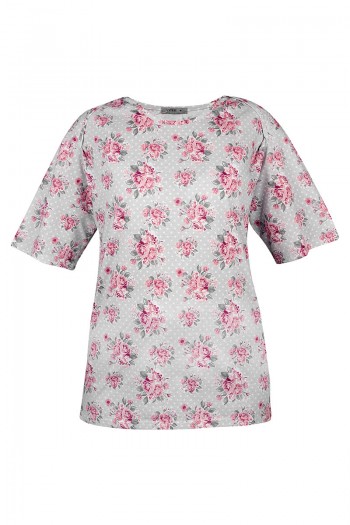 ROSE LADIES’ T-SHIRT WITH A CUT-OUT AT THE BACK PUT ON OVER THE HEAD, WIDE NECKLINE