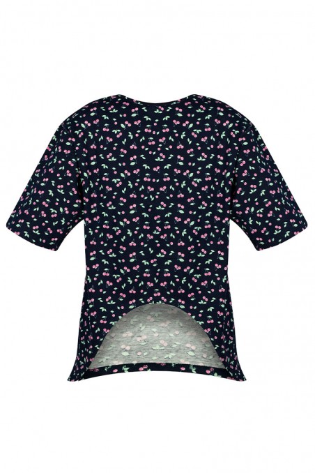 ROSE Damska koszulka z wycięciem z tyłu. Zakładana przez głowę, szeroki dekolt.