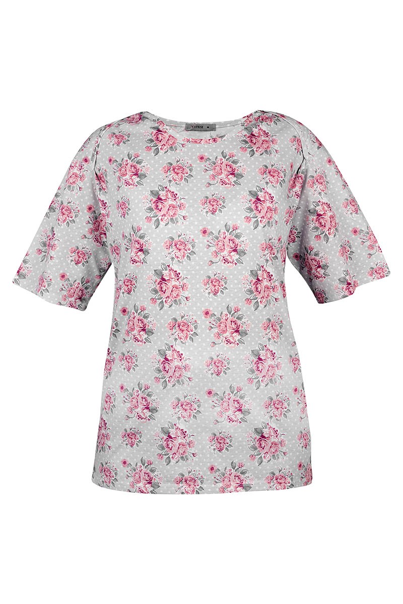 OLIVIA LADIES’ T-SHIRT PUT ON OVER THE HEAD, FULL BACK, WIDE NECKLINE